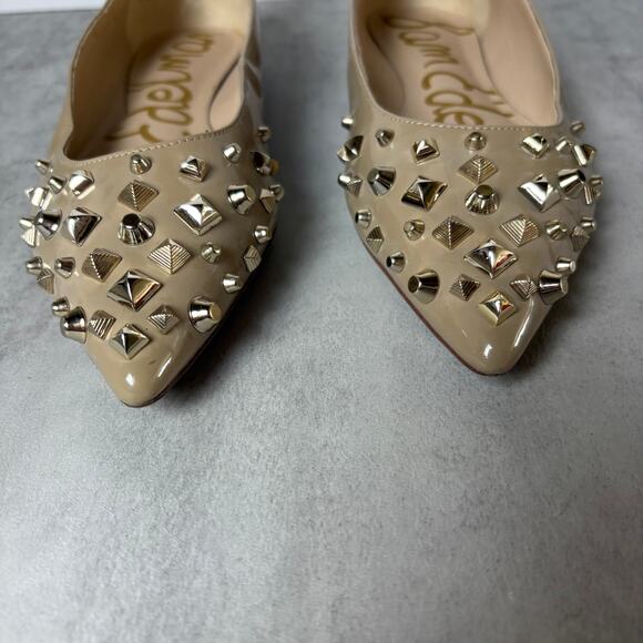 Sam Edelman Savana Flats Nude Patent Gold Studded Women's 9M - Picture 3 of 13